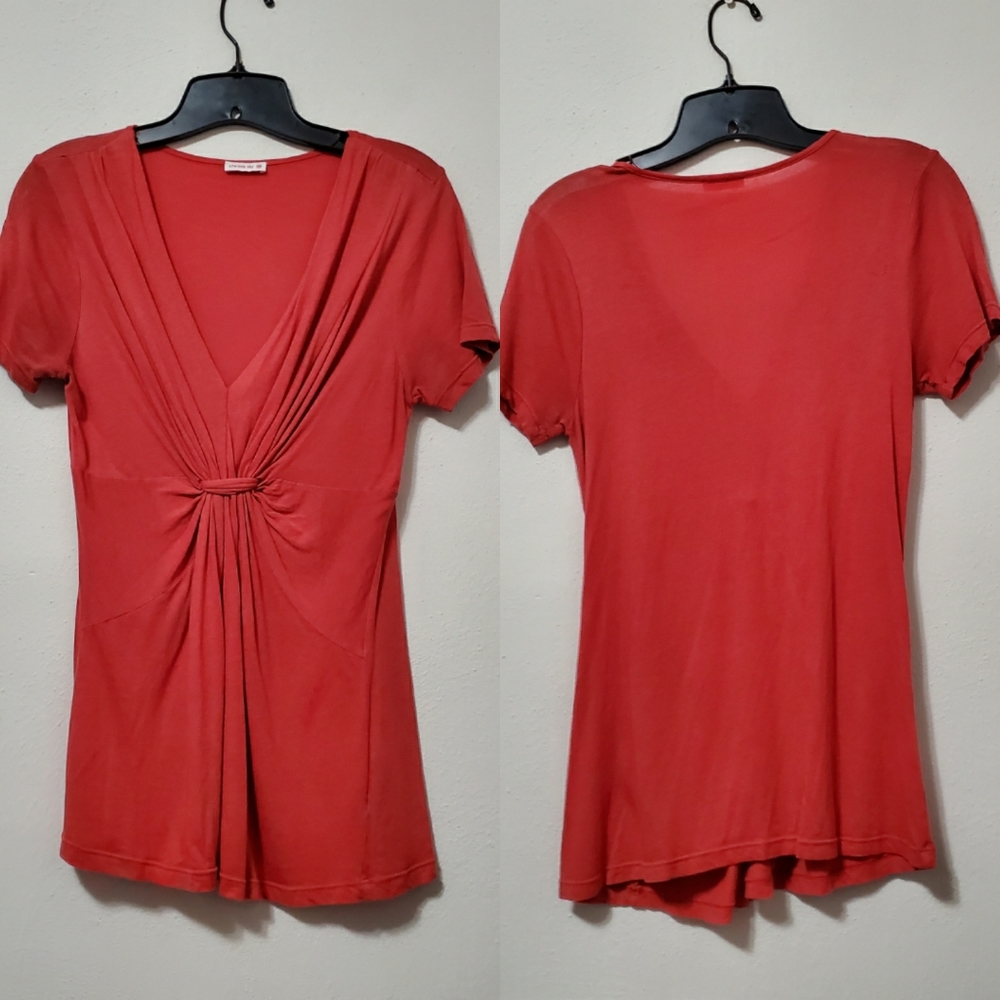Chelsea Sky Orange Short Sleeve Blouse
